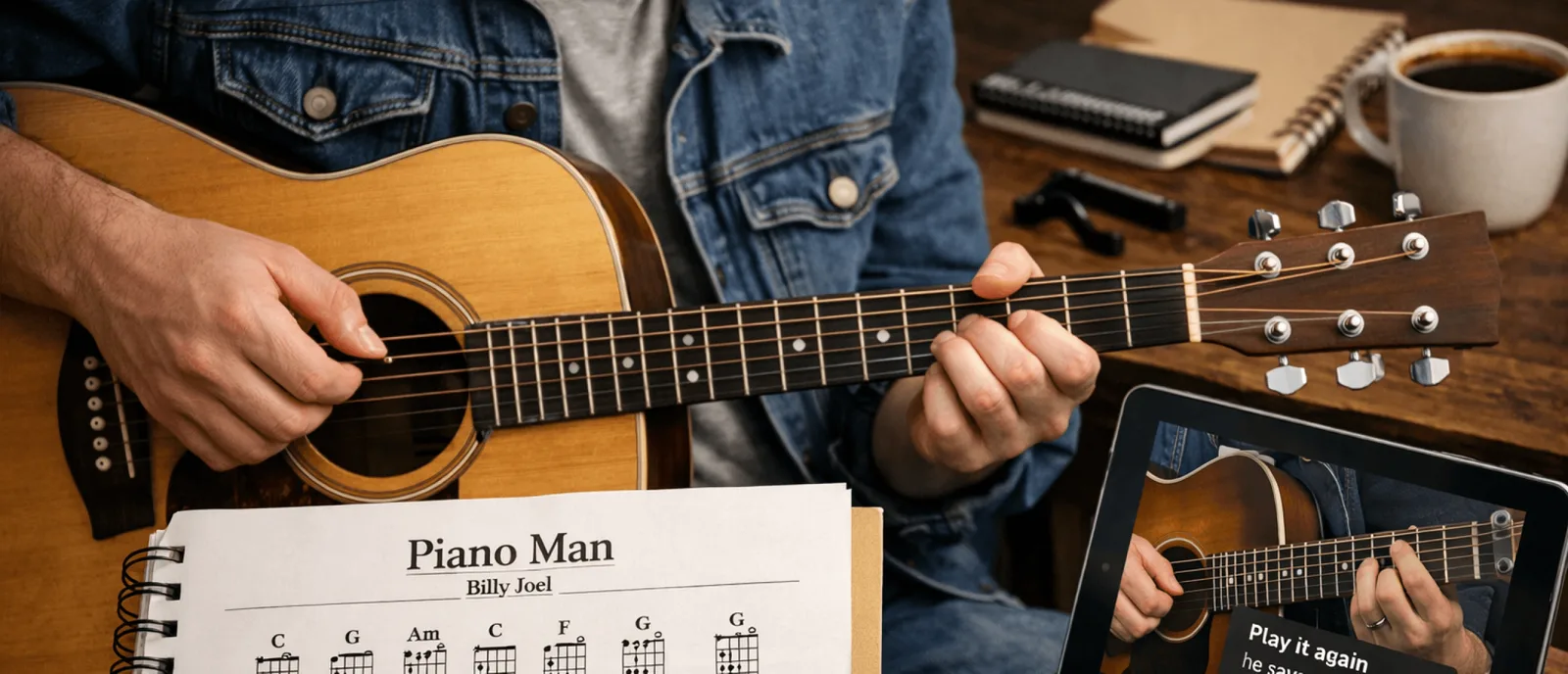 Piano man gitaar akkoorden: speel binnen no-time!