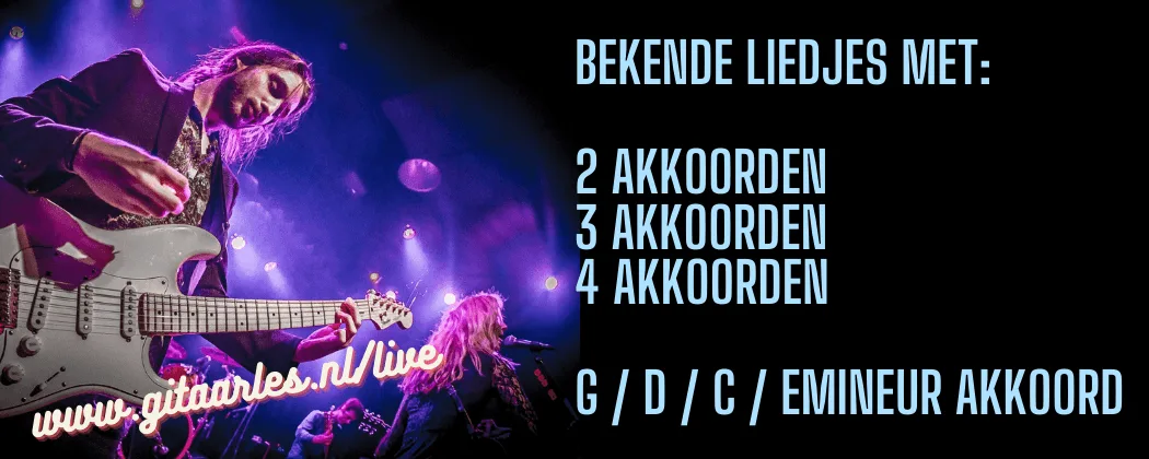Liedjes met 2 akkoorden, 3 akkoorden en 4 akkoorden in de Live Les