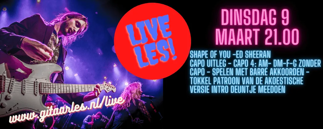 Live online gitaarles dinsdag 9 maart