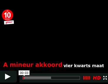 Eenvoudig het populaire A mineur akkoord leren spelen met de vier kwarts maat (strump) - .